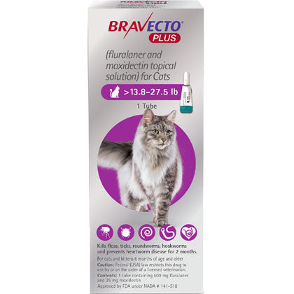 Bravecto+ Topical Solution Cats 13.8-27.5 lbs