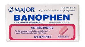 Diphenhydramine 25 mg Minitabs 100 count bottle (Benedryl)