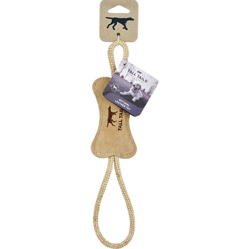 Tall Tails Leather Bone w/Rope Tug 12"