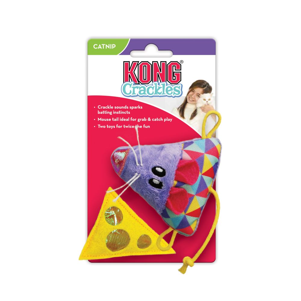 Kong Crackle & Cheese Mouse Toys 2pk