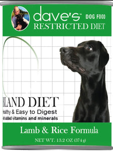 dave's Rest. Bland Diet Lamb 13.2oz, Dog